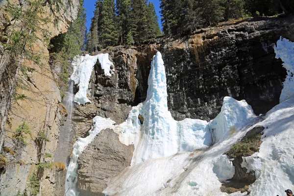 Johnston Canyon Icefalls Banff Ulusal Parkı Alberta Kanada — Stok fotoğraf