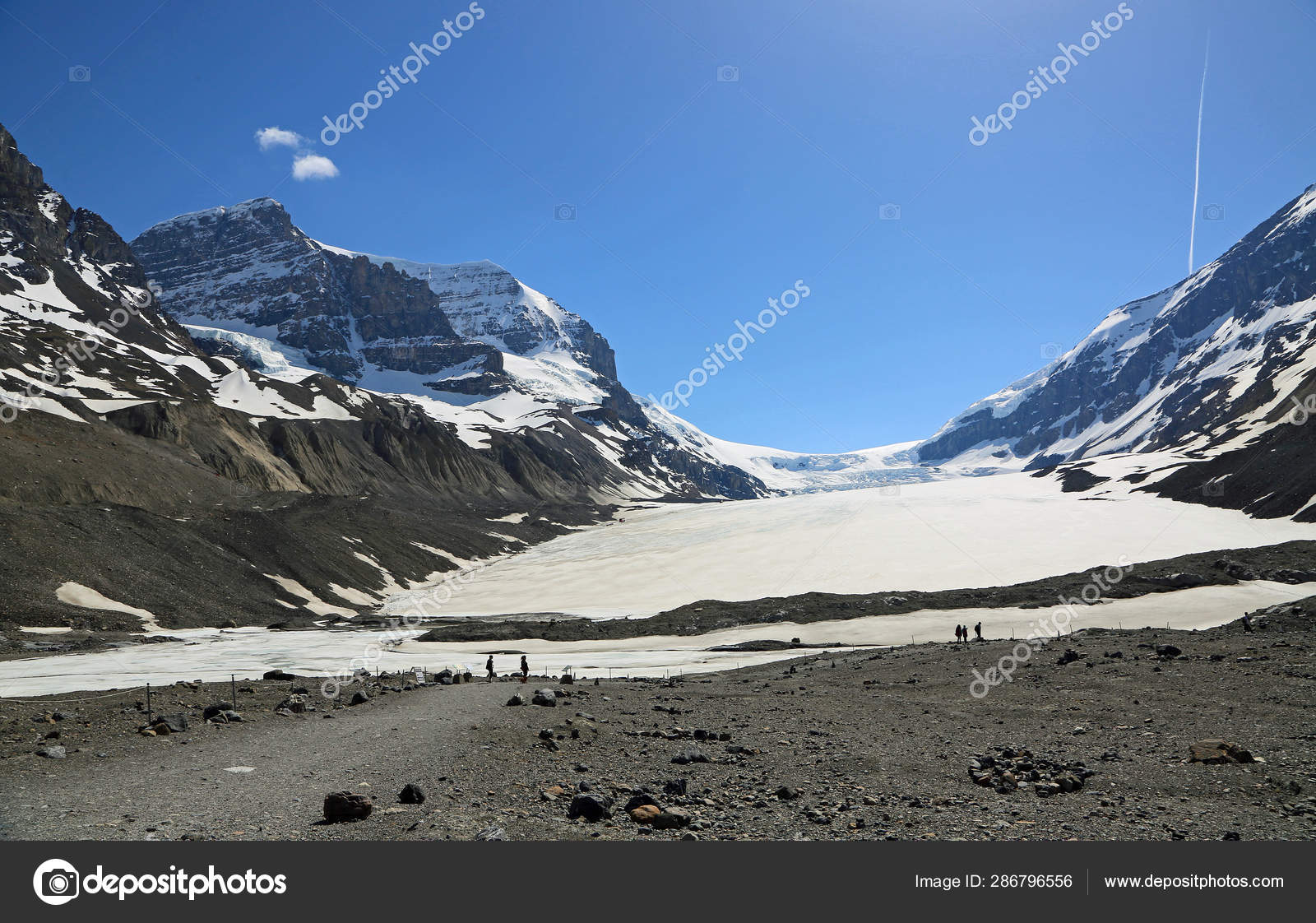Trail Athabasca Glacier Jasper National Park Alberta Canada Stock Photo