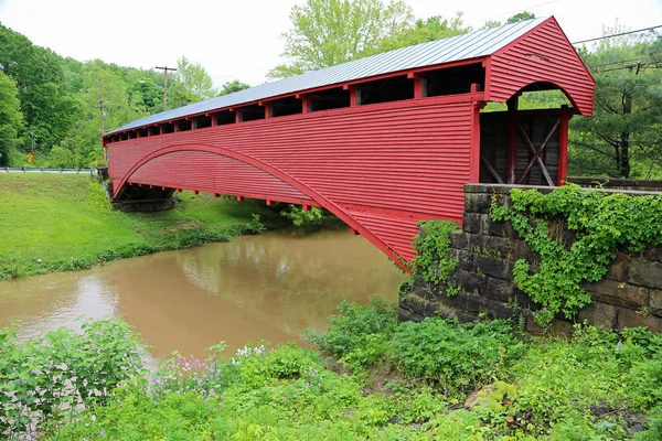 Barrackville Covered Bridge Buffalo Creek West Virginia — Stock Photo, Image