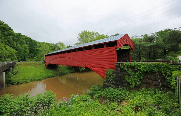 Landscape Barrackville Covered Bridge 1855 West Virginia — Stock Photo, Image