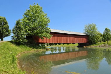 Ağaçlar, Çamur Nehri ve Kapalı Köprü - Milton, Batı Virjinya