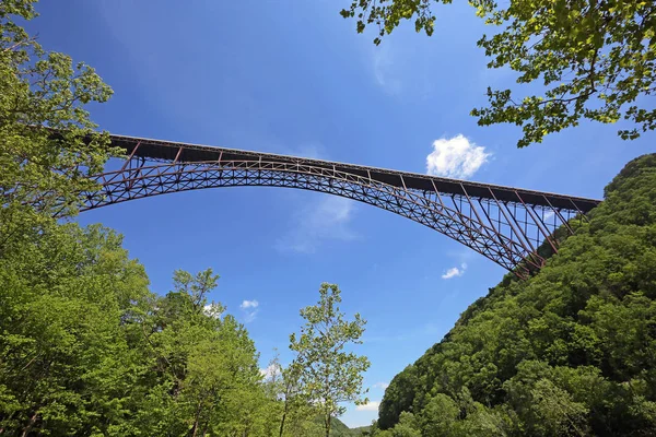 Ciel Pont Les Arbres New River Gorge Bridge Virginie Occidentale — Photo