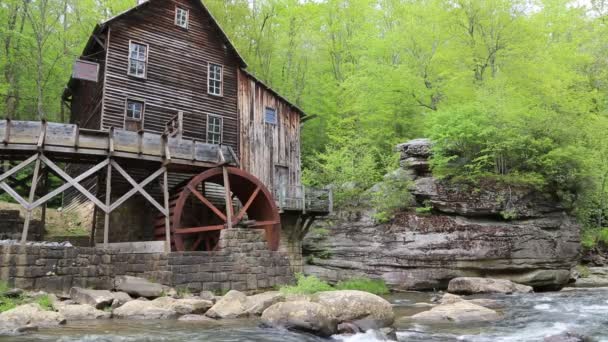 Glade Creek Grist Mill Babcock State Park West Virginia — Stock Video