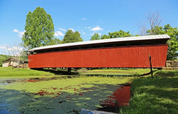 Vista Lateral Staats Mill Covered Bridge 1887 West Virginia — Fotografia de Stock