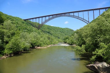 Yeni Nehir ve kemer köprü - New River Gorge Köprüsü - Batı Virjinya
