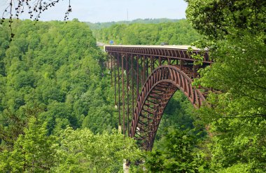 New River Gorge Bridge ile yeşil manzara - Batı Virginia