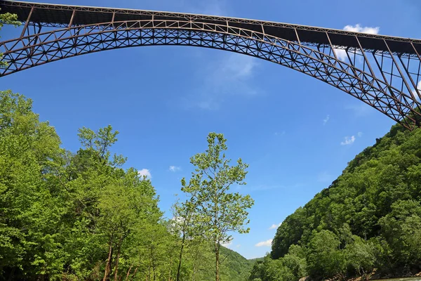 Новий Міст Річки Ущелині Синьому Небі Західна Вірджинія — стокове фото