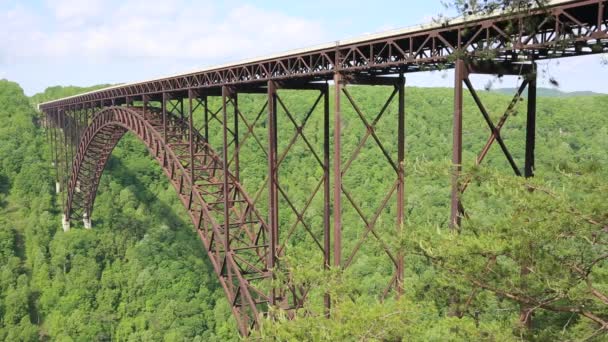 Sidovy Vid New River Gorge Bridge West Virginia — Stockvideo