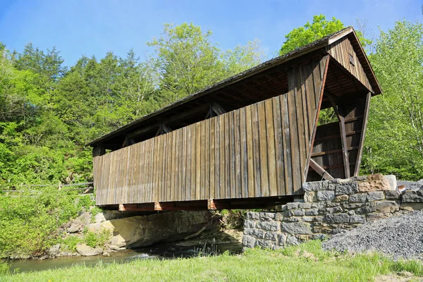 Ponte Coberta Histórica Madeira Indian Creek Covered Bridge 1898 West — Fotografia de Stock