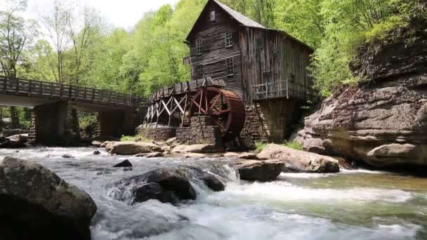 Glade Creek Grist Mill Babcock State Park Virginia Occidental — Vídeos de Stock