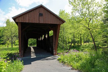 1897 Batı Virginia 'daki Hokes Mill Kapalı Köprüsü' nden geçen patika.