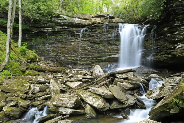 Pohled Middle Falls Hills Creek Západní Virginie — Stock fotografie