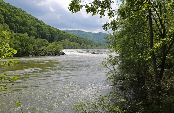 Nuevo Río Con Cataratas Arenisca Virginia Occidental — Foto de Stock