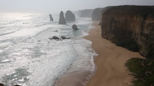 Plaża Dwunastu Apostołów Victoria Australia — Wideo stockowe