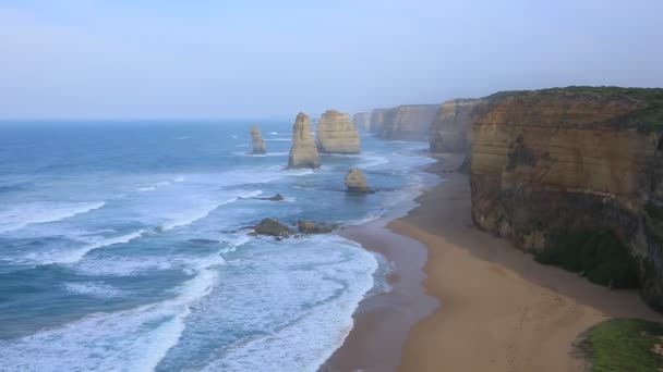 Twaalf Apostelen Bij Zonsopgang Victoria Australië — Stockvideo