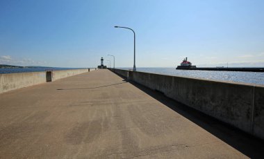 Concrete breakwater - Duluth Harbor North Pier Lighthouse - Minnesota