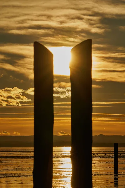 Neusiedlersee Zonsondergang Oostenrijk — Stockfoto