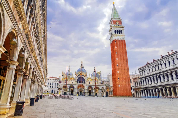 Morgon Utsikt Över Markusplatsen Venedig Italien — Stockfoto