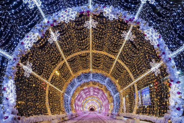 Рождество Москве Легкий Тоннель Тверском Бульваре — стоковое фото