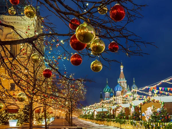 Weihnachten Moskau Neujahrsdekoration Des Roten Moskau — Stockfoto