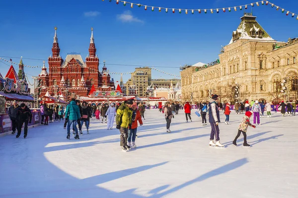 Moskau Russland Februar 2018 Weihnachten Moskau Eisbahn Roten Platz Ist — Stockfoto