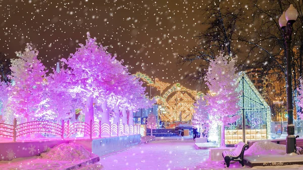 Weihnachten Moskau Festlich Geschmückter Puschkin Platz Moskau — Stockfoto