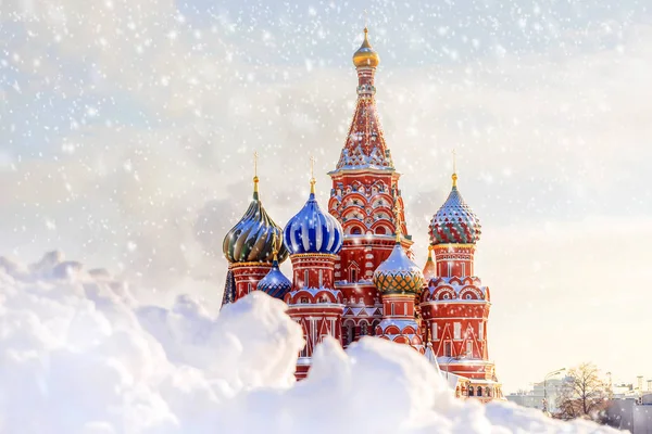 Vista Inverno Catedral Basílio Mosco — Fotografia de Stock