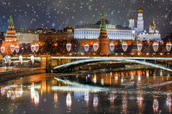 Weihnachten Moscow Winter Panorama Der Nacht Moskau Russland — Stockfoto