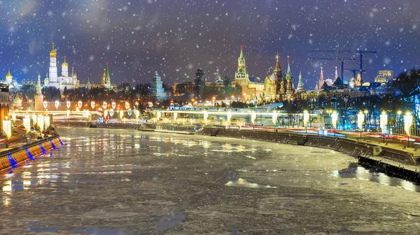 Weihnachten Moskau Winterpanorama Der Nacht Moskau — Stockfoto