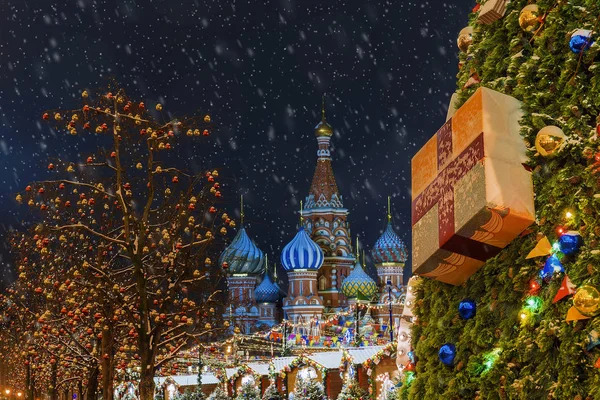 Weihnachten Moskau Neujahrsdekoration Des Roten Moskau — Stockfoto