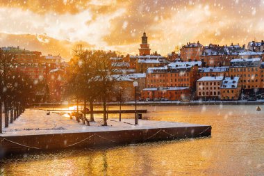 kış sabahı Stokholm, İsveç