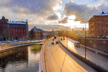 kış sabahı Stokholm, İsveç