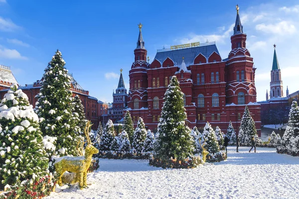 Natal Moscovo Praça Manezhnaya Decorada Para Ano Novo — Fotografia de Stock