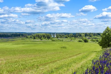 güzel Rus peyzaj taş köy Kilisesi ile