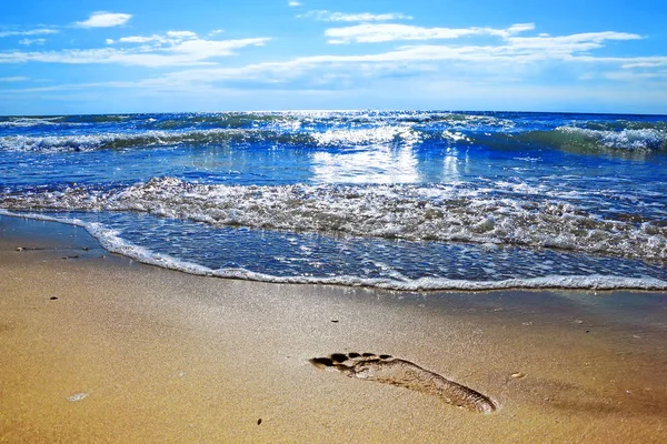 Trail Foot Wet Sand Seashore — Stock Photo, Image