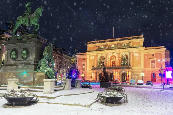winter view on the Royal Opera in Stockholm, Sweden