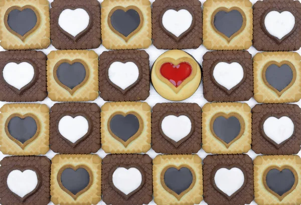 Día San Valentín Fondo Galletas Con Corazones — Foto de Stock