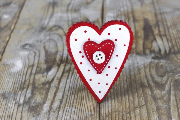 Valentine Day Red Heart Background Old Boards — Stock Photo, Image