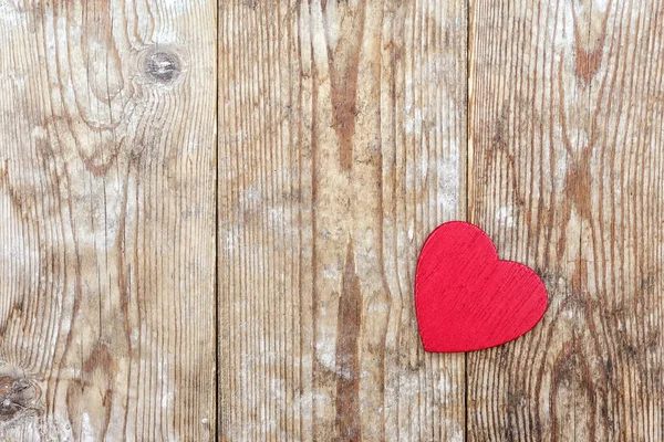 Valentine Day Red Heart Background Old Boards — Stock Photo, Image