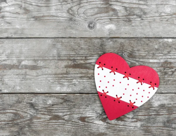 Den Svatého Valentýna Červené Srdce Pozadí Starých Prken — Stock fotografie