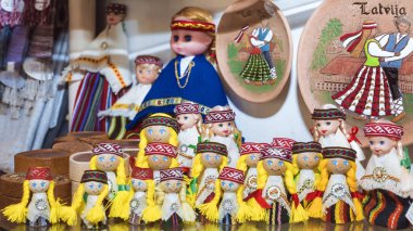 Latvia.Latvian Hatıra bebek Ulusal giysiler hatıralık