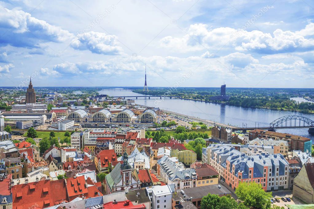 Riga, Latvia. Panoramic view of the Riga