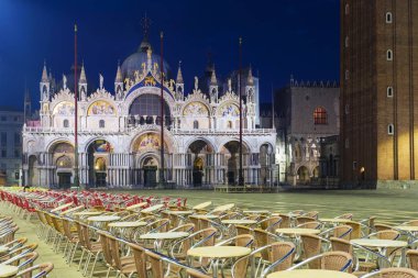 Venedik San Marco meydanında St Mark Katedrali, İtalya
