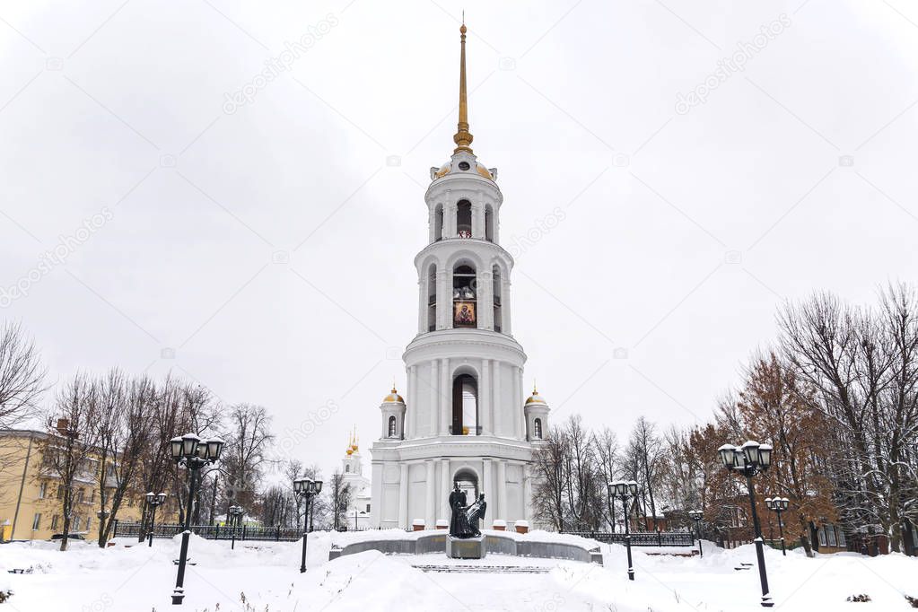 Russia, Resurrection Cathedral and its bell tower in Shuya