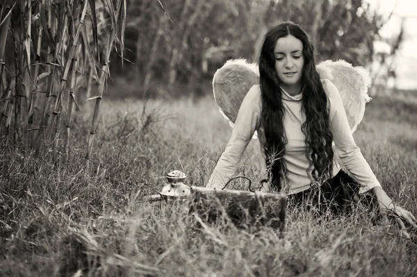 Angel woman with white wings