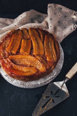 Pasta kızarmış muz, seçici odak Close-up