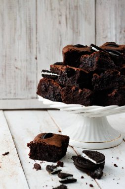 oreo Çerezler, seçici odak ile çikolatalı kek