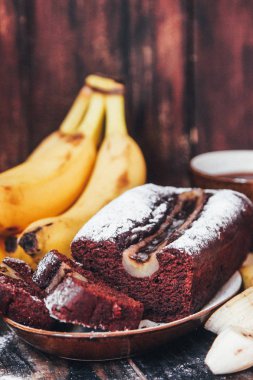 Çikolatalı Muzlu Kek, seçici odak