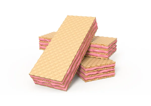 Çilekli gofret aromalı 3d illüstrasyon beyaz arkaplanda izole