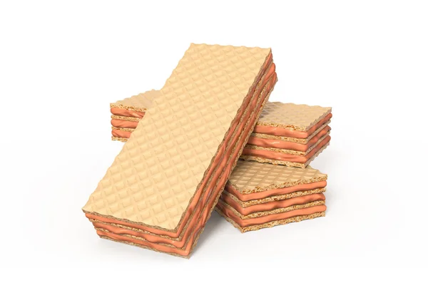 Turuncu waffle aromalı 3d resimleme beyaz arkaplanda izole edildi